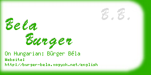 bela burger business card